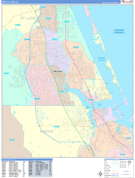 Port St. Lucie Wall Map Color Cast Style 2024